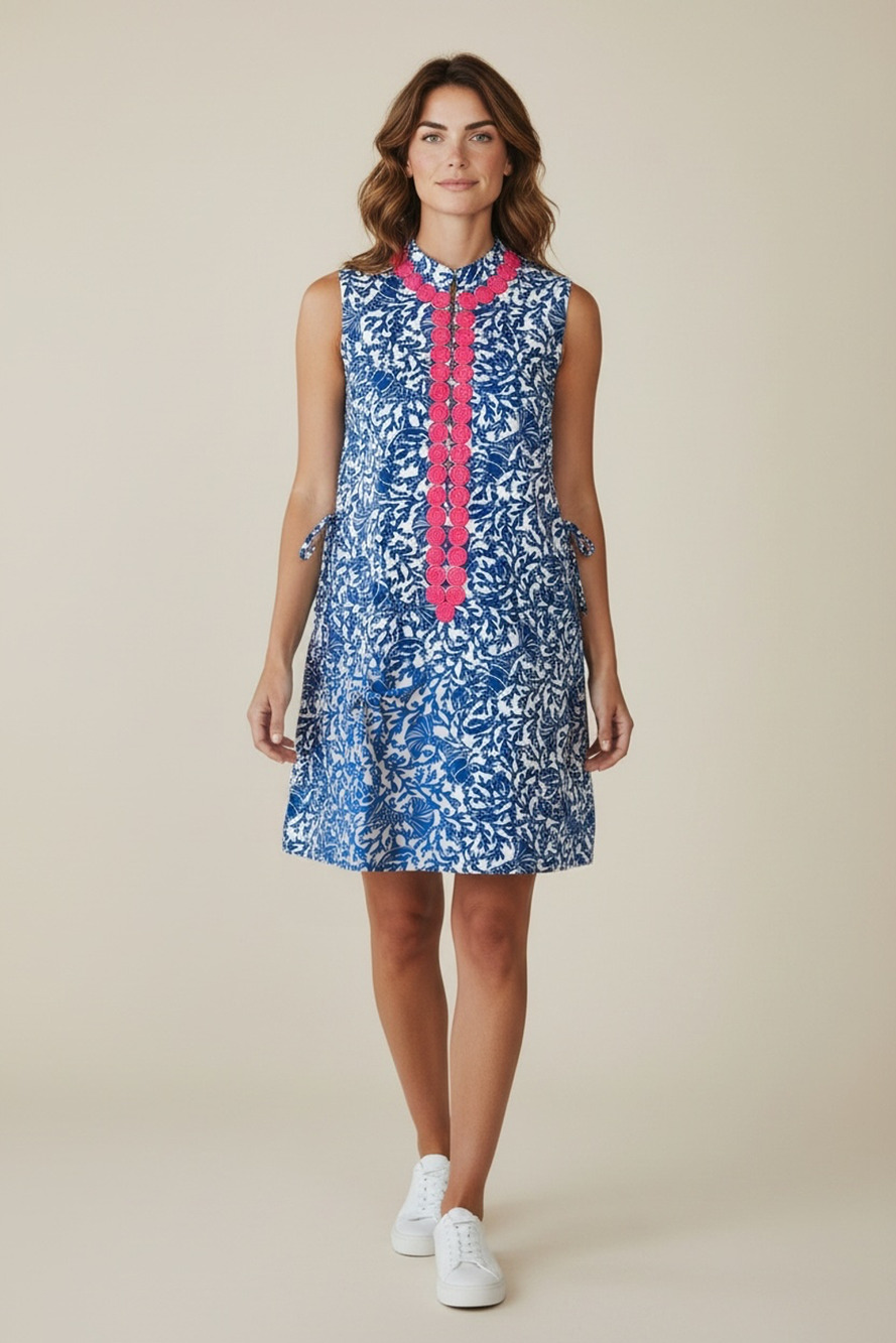 Lilly Pulitzer Jonna Romper Shift Dress Blue Lobster Size 14 Beachy Coastal